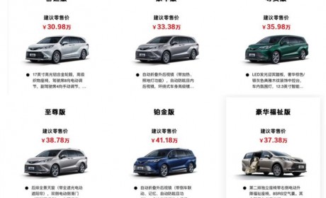 售30.98-41.18万 新款赛那SIENNA上市