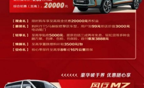 包牌贷回家 东风风行十亿补贴放大招