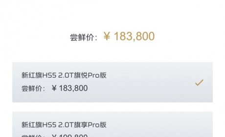 预售18.38万起 新款红旗HS5开启预售