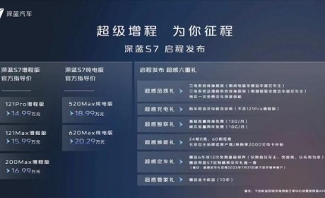 售14.99万元起 长安深蓝S7正式上市