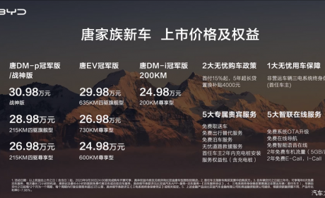 24.98万元起售 新款比亚迪唐家族上市