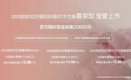 售14.98万起 2023款好猫/GT尊荣型上市
