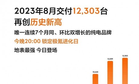 同比增长71.7% 极氪8月交付12303台