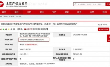 降价 北京现代重庆工厂第二次挂牌出售