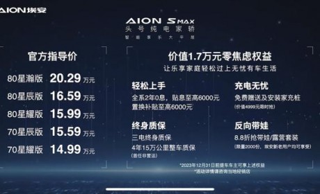 售14.99万起 AION S MAX正式上市！