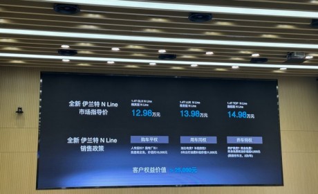 售12.98万起 新款伊兰特N Line上市