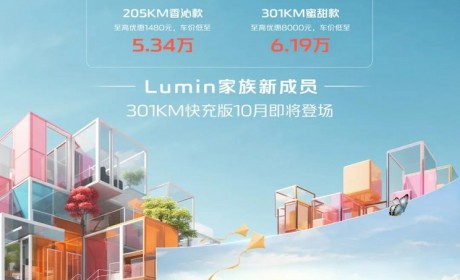 长安Lumin 301km快充版10月即将发布