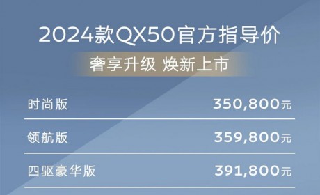 售35.08万起 2024款英菲尼迪QX50上市