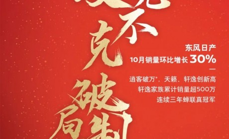 环比增加30% 东风日产10月销量公布