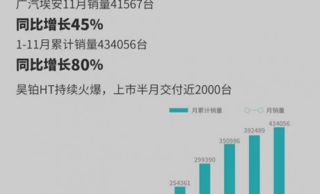 同比增长45% 广汽埃安11月销量41567台