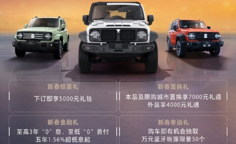 享5000元礼包 坦克300推出限时优惠活动