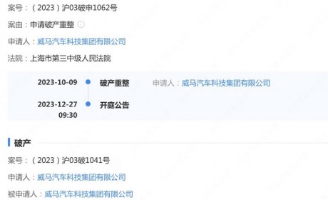 官方证实 威马汽车破产重整获法院受理