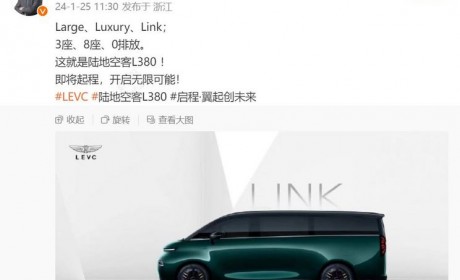 3座8座布局可选 LEVC L380官图发布