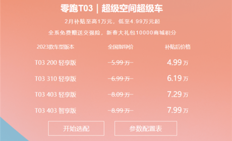 跟上价格战的节奏 零跑T03开启限时优惠