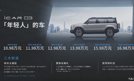售价10.98万元起 奇瑞iCAR 03正式上市