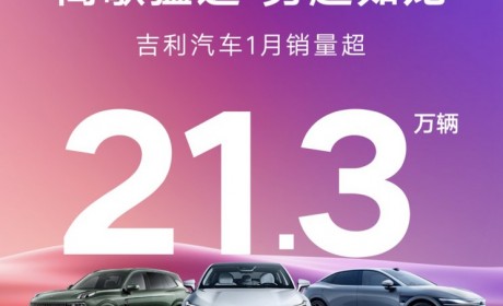 同比增长110% 吉利集团1月销量213487台
