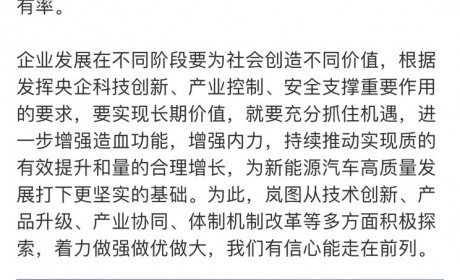 岚图CEO回应央企新能源汽车单独考核