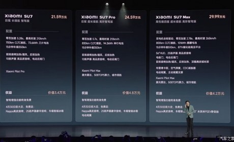 售21.59-29.99万元 小米SU7正式上市