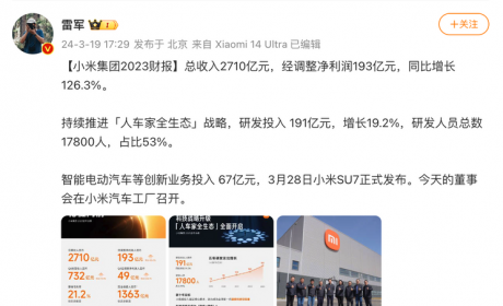 小米汽车超级工厂揭幕！2023财报公布！