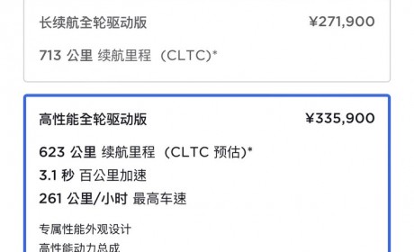 售价33.59万 新款Model 3高性能版上市