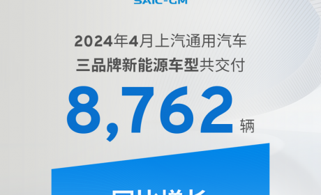上汽通用4月新能源车型共交付8762辆