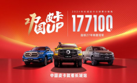 第27次夺冠 长城皮卡2024年全球累计销量突破17.7万辆 再创行业新巅峰