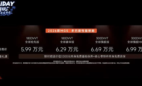 2026款MG5/MG Cyberster上市 置换惊喜价5.99万起 续航/配置提升