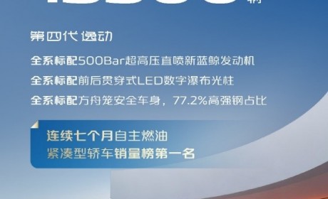 13年超过190万用户选择，长安逸动连续7个月蝉联销冠！